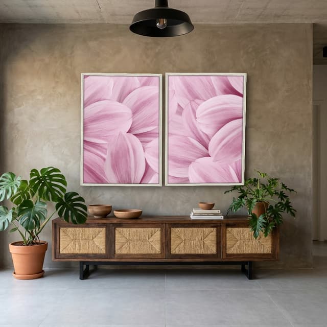 Kit Quadros Decorativos Flor Rosa