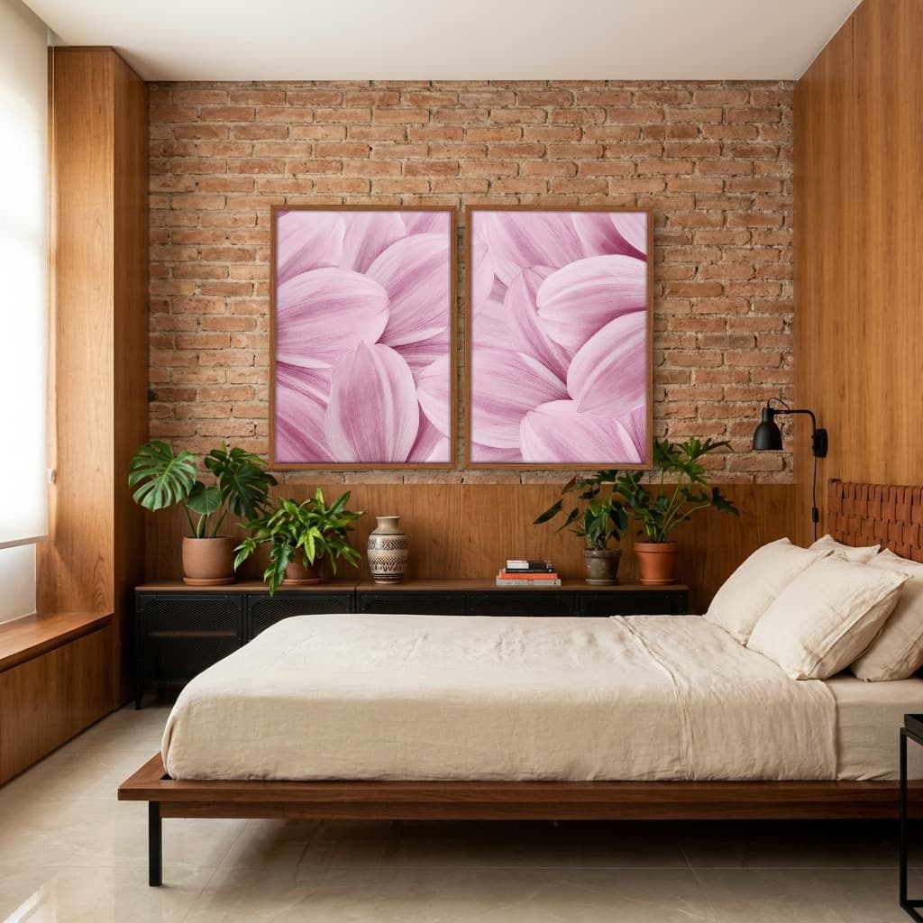 Kit Quadros Decorativos Flor Rosa
