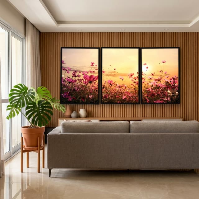 Kit Quadros Decorativos Flor Rosa