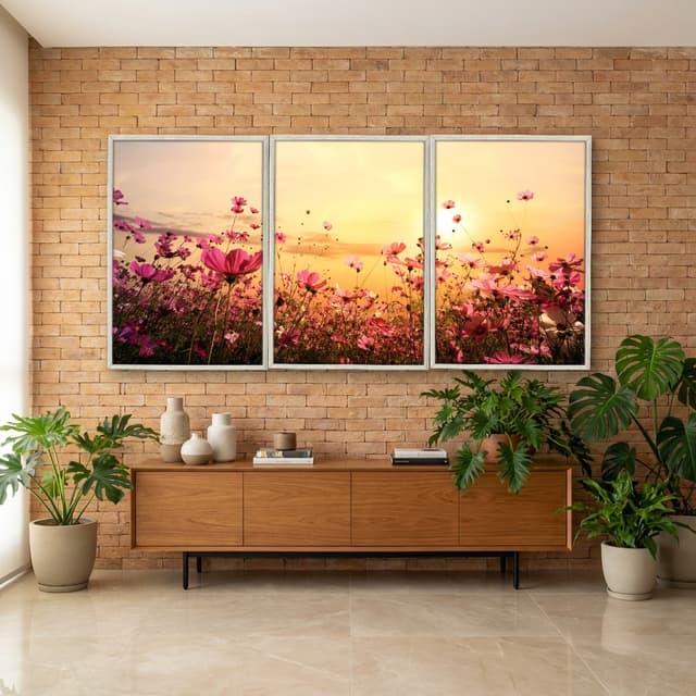 Kit Quadros Decorativos Flor Rosa