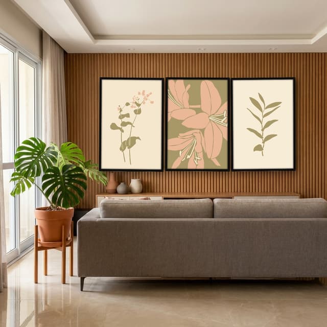 Kit Quadros Decorativos Planta Abstrata