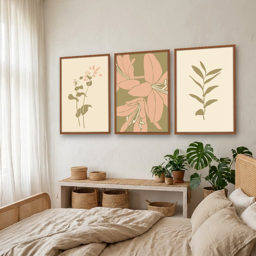 Kit Quadros Decorativos Planta Abstrata