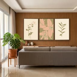 Kit Quadros Decorativos Planta Abstrata