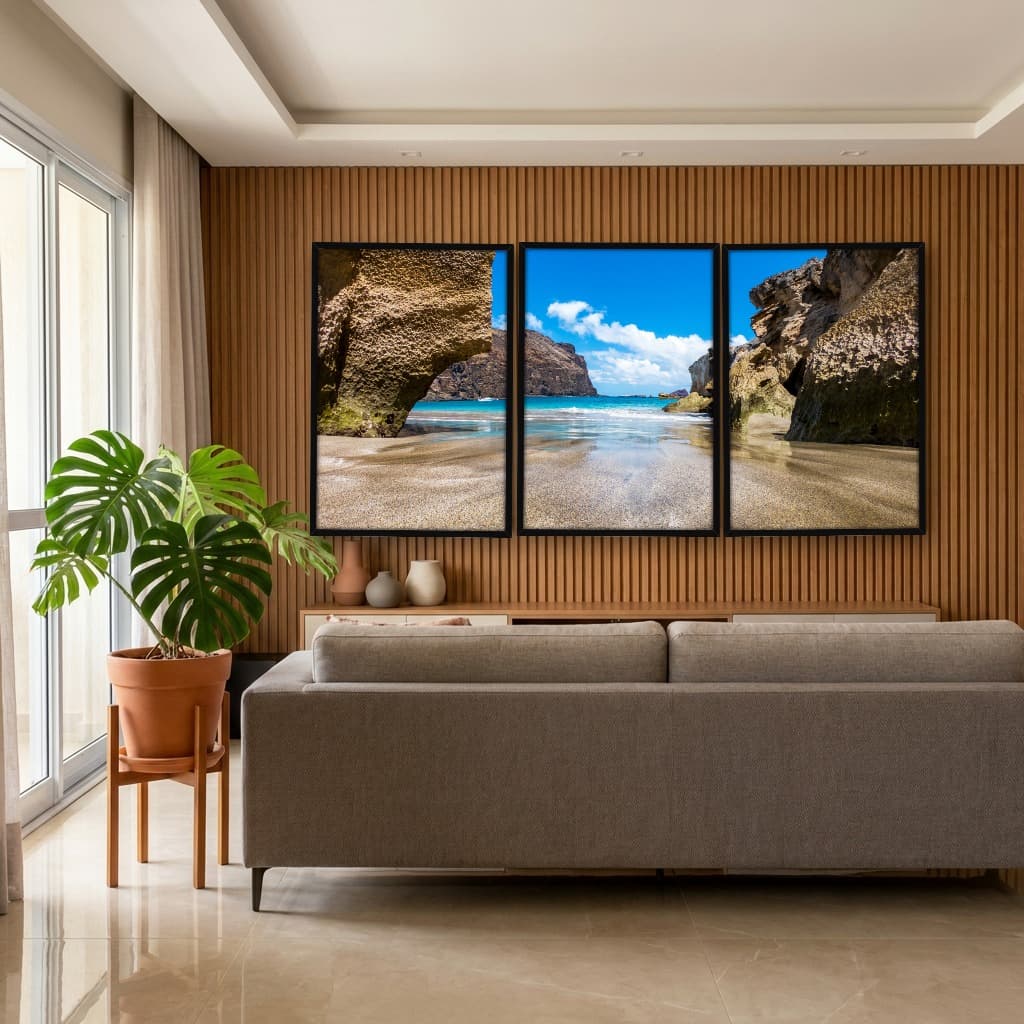 Kit Quadros Decorativos Mar Com Montanha