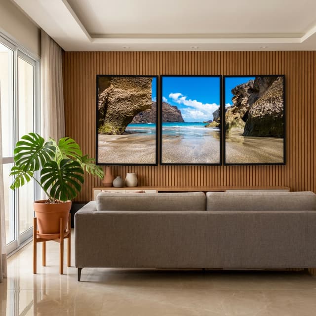 Kit Quadros Decorativos Mar Com Montanha
