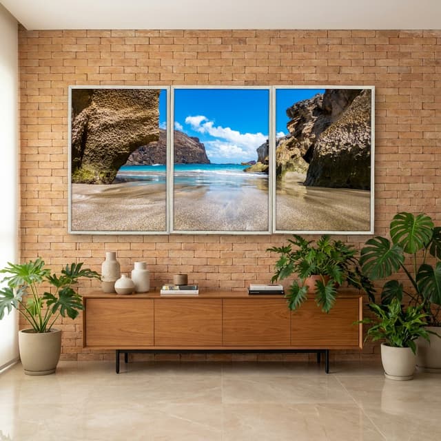 Kit Quadros Decorativos Mar Com Montanha