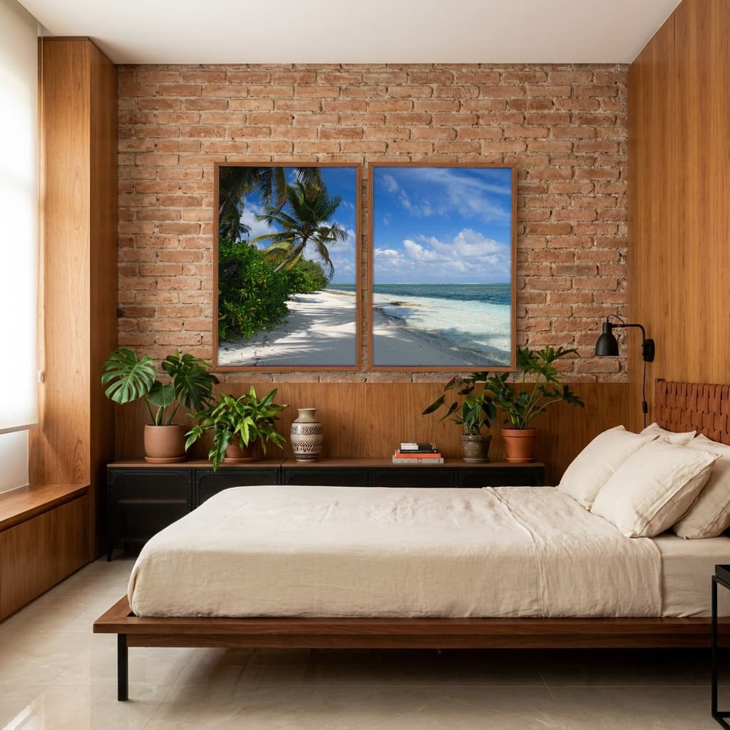 Kit Quadros Decorativos Coqueiro Na Praia