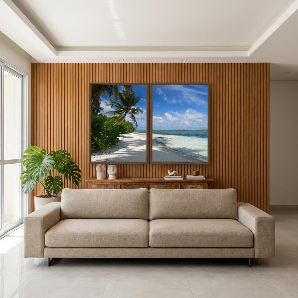Kit Quadros Decorativos Coqueiro Na Praia