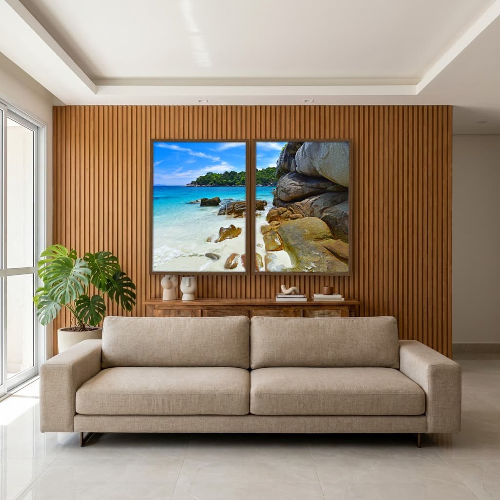 Kit Quadros Decorativos Mar Com Pedras