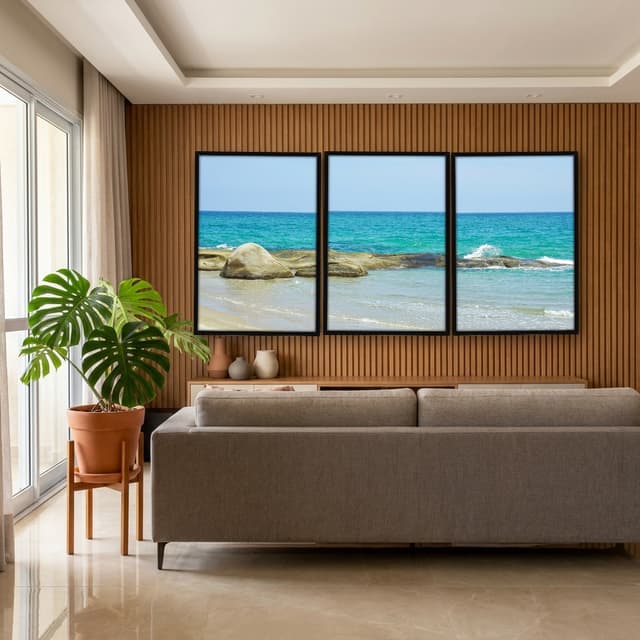Kit Quadros Decorativos Mar Com Pedras