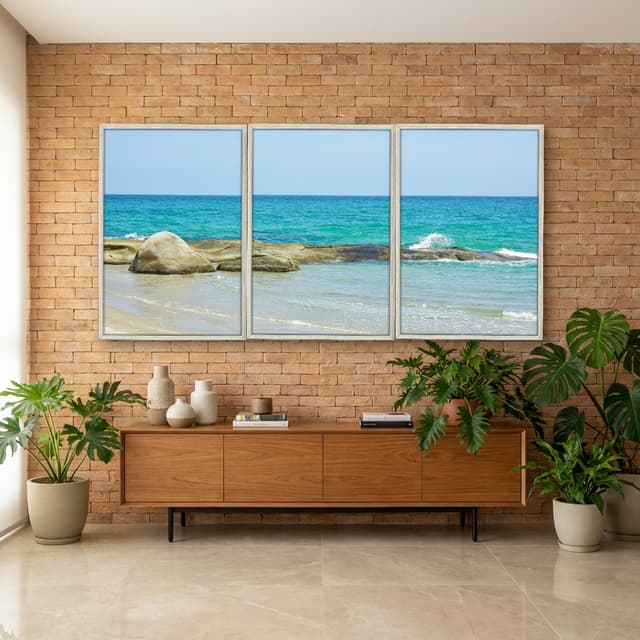 Kit Quadros Decorativos Mar Com Pedras