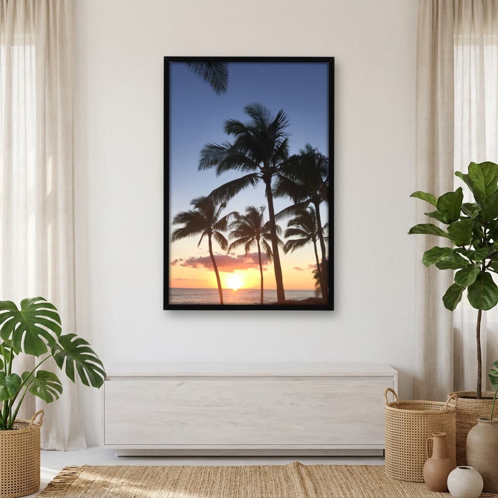 Quadro Decorativo Coqueiro Com Pôr Do Sol