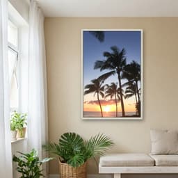 Quadro Decorativo Coqueiro Com Pôr Do Sol