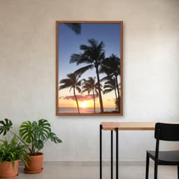 Quadro Decorativo Coqueiro Com Pôr Do Sol