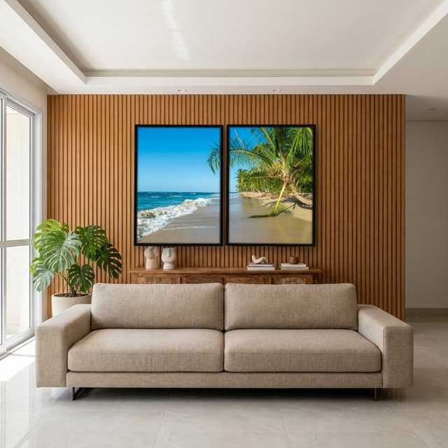Kit Quadros Decorativos Coqueiro Na Praia