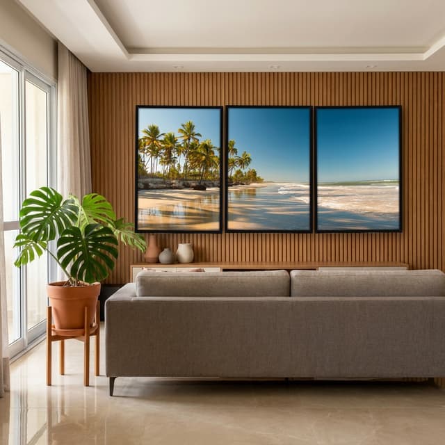 Kit Quadros Decorativos Coqueiro Na Praia