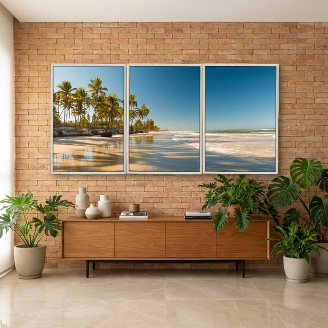 Kit Quadros Decorativos Coqueiro Na Praia
