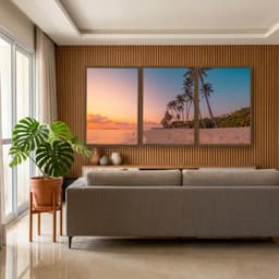 Kit Quadros Decorativos Coqueiro Pôr Do Sol