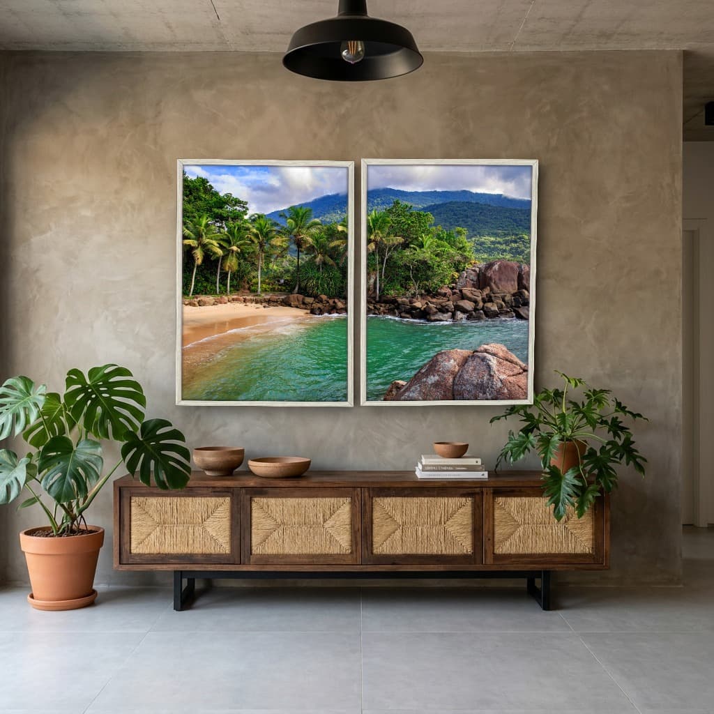 Kit Quadros Decorativos Coqueiro Na Praia