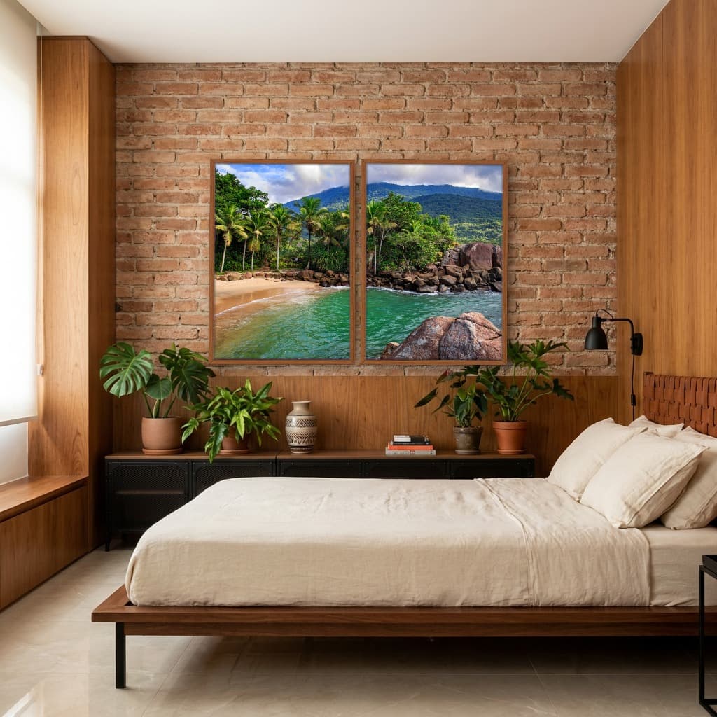 Kit Quadros Decorativos Coqueiro Na Praia