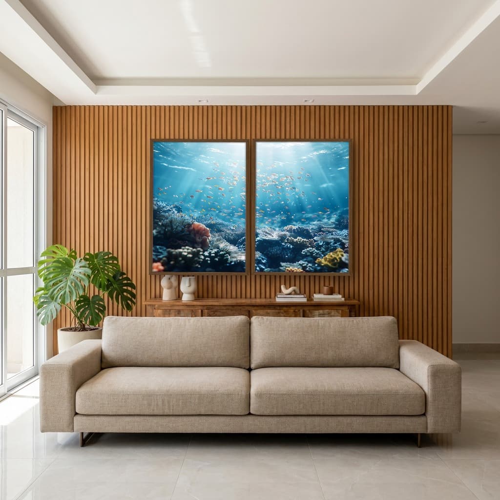Kit Quadros Decorativos Fundo Do Mar Com Peixinhos