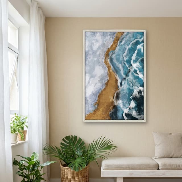 Quadro Decorativo Pintura De Mar Com Areia