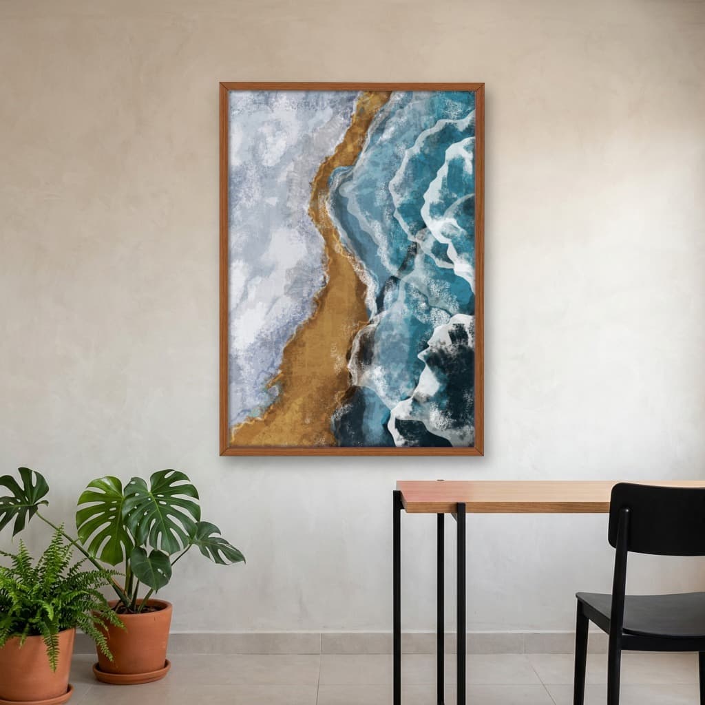 Quadro Decorativo Pintura De Mar Com Areia