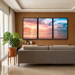Kit Quadros Decorativos Mar Com Pôr Do Sol
