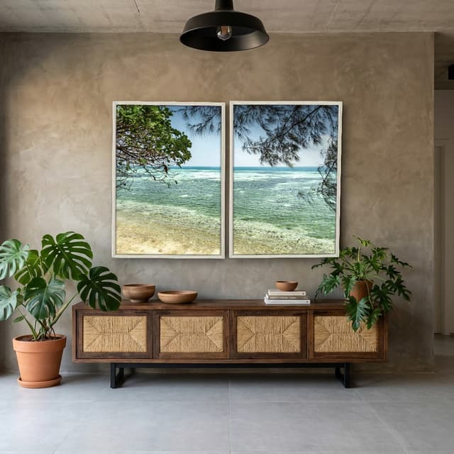 Kit Quadros Decorativos Galhos Com Vista Para O Mar