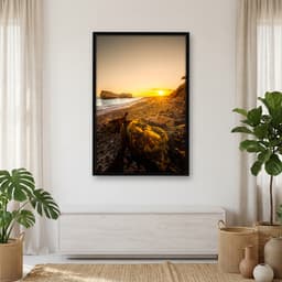 Quadro Decorativo Praia Com Pôr Do Sol