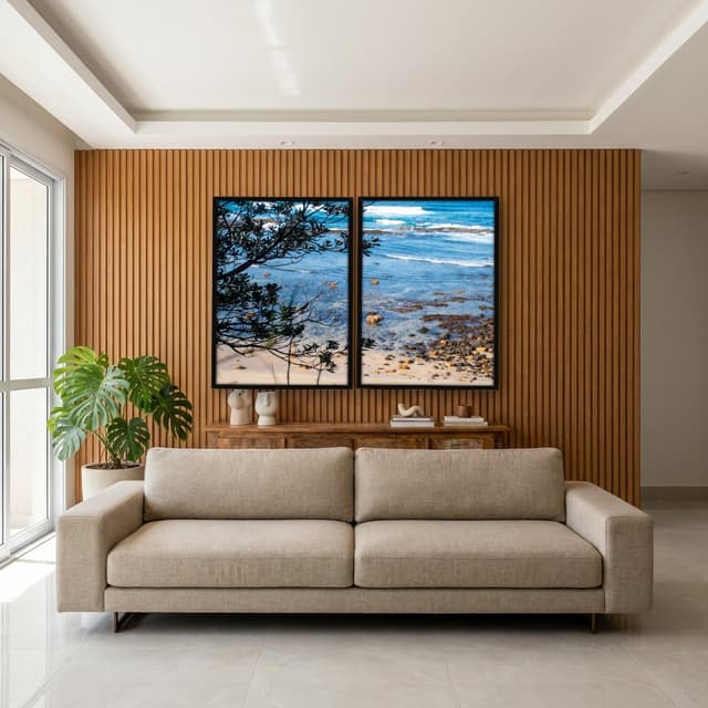Kit Quadros Decorativos Galhos Com Vista Para O Mar