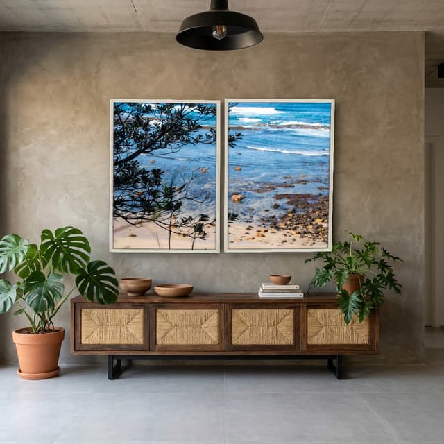 Kit Quadros Decorativos Galhos Com Vista Para O Mar