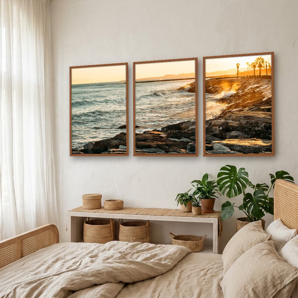 Kit Quadros Decorativos Onda Batendo Nas Pedras