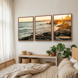 Kit Quadros Decorativos Onda Batendo Nas Pedras