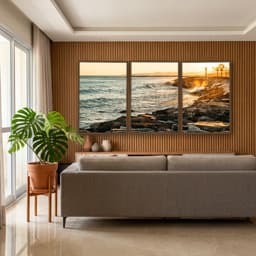 Kit Quadros Decorativos Onda Batendo Nas Pedras