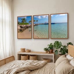 Kit Quadros Decorativos Navio Com Coqueiro