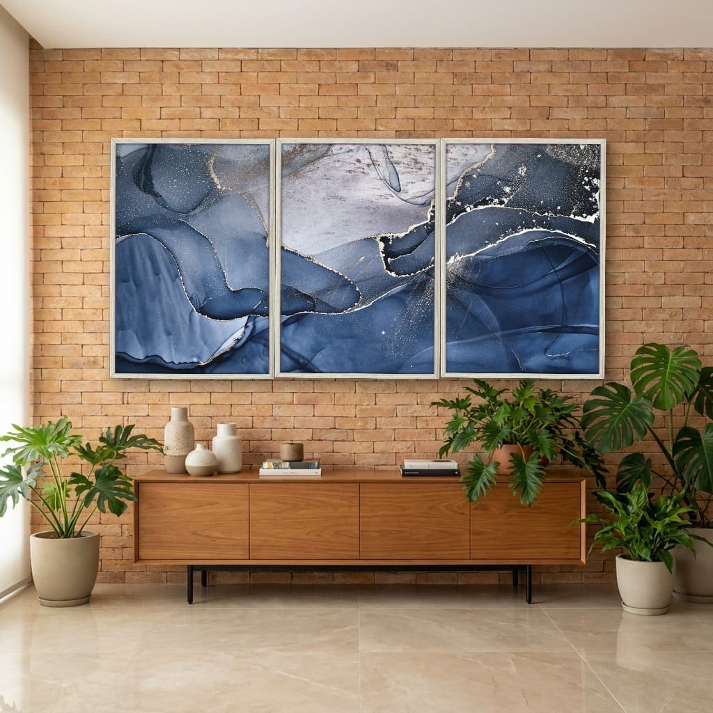 Kit Quadros Decorativos Mármore Azul