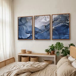 Kit Quadros Decorativos Mármore Azul