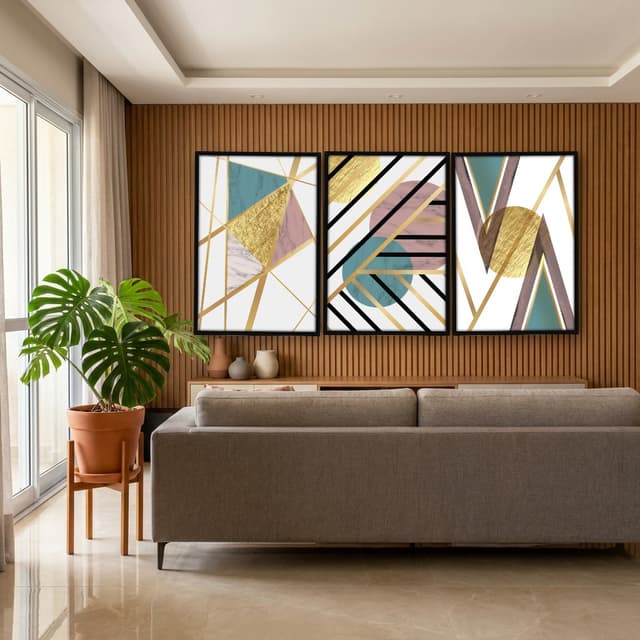 Kit Quadros Decorativos Linhas Geométricas