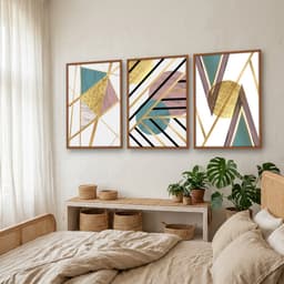 Kit Quadros Decorativos Linhas Geométricas