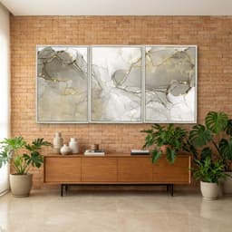 Kit Quadros Decorativos Dourado Mármore