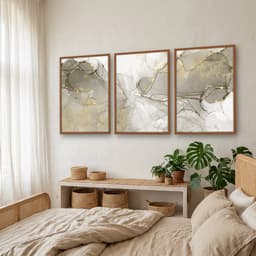 Kit Quadros Decorativos Dourado Mármore