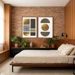 Kit Quadros Decorativos Formas Douradas