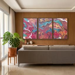 Kit Quadros Decorativos Pintura Abstrata
