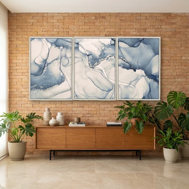 Kit Quadros Decorativos Mármore Azul