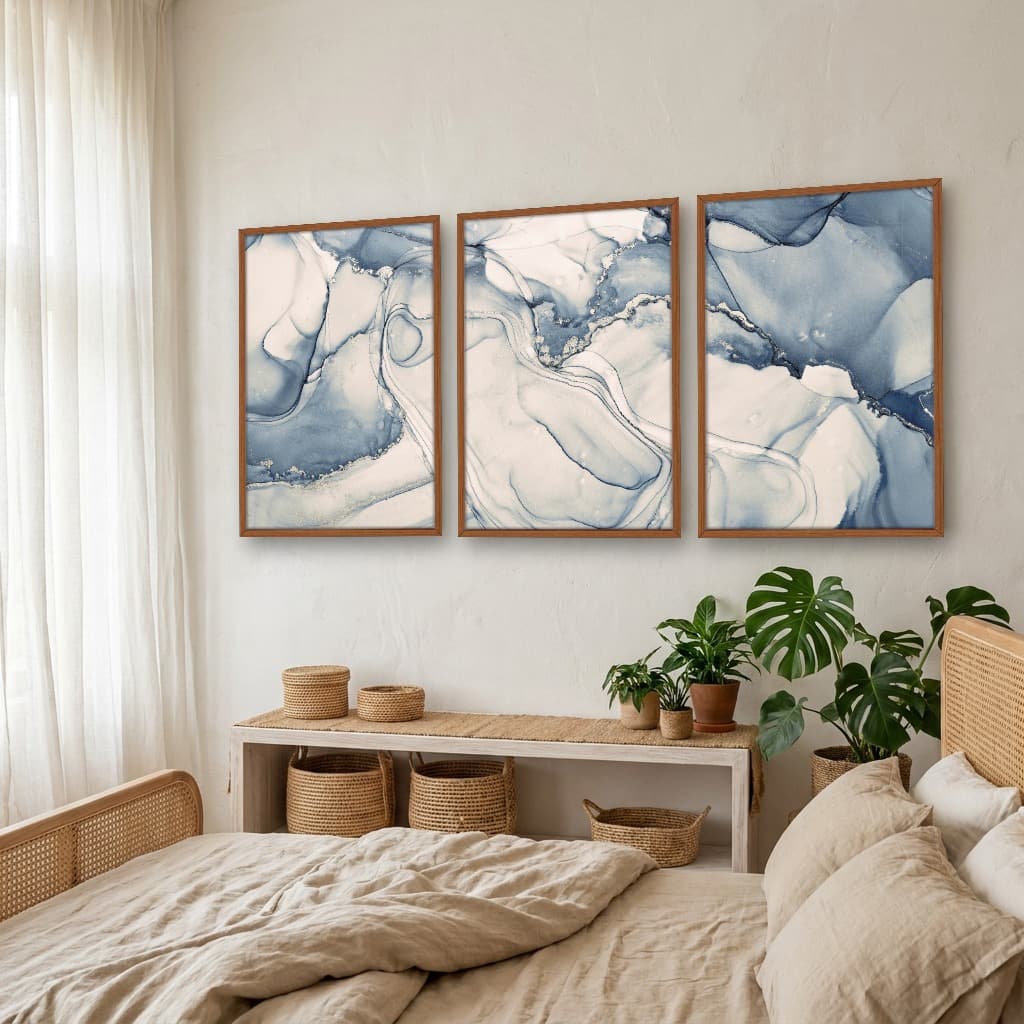 Kit Quadros Decorativos Mármore Azul