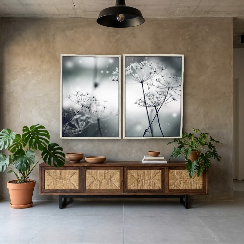 Kit Quadros Decorativos Flor Neve