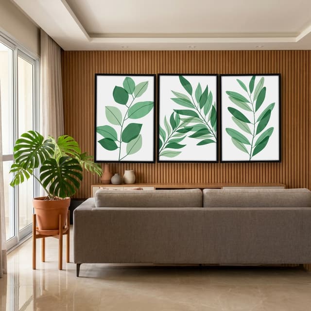 Kit Quadros Decorativos Planta Abstrata