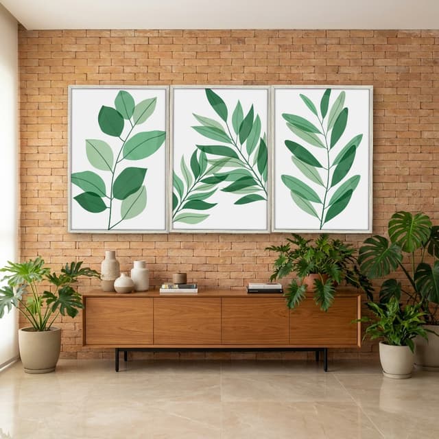Kit Quadros Decorativos Planta Abstrata
