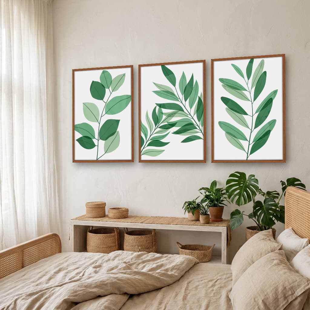 Kit Quadros Decorativos Planta Abstrata